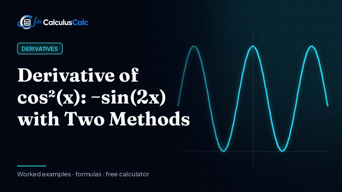 Derivative of cos²(x): −sin(2x) with Two Methods — CalculusCalc cover image