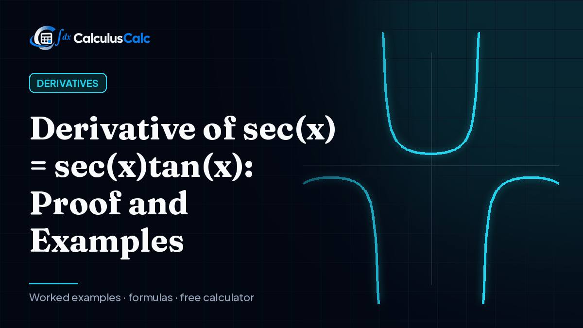 Derivative of sec(x) = sec(x)tan(x): Proof and Examples — CalculusCalc cover image