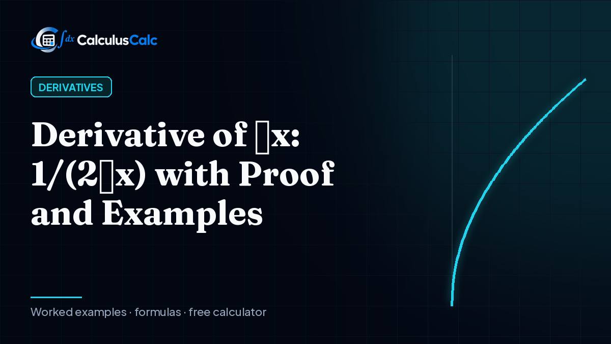 Derivative of √x: 1/(2√x) with Proof and Examples — CalculusCalc cover image