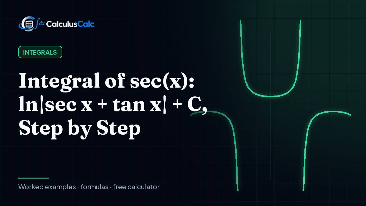 Integral of sec(x): ln|sec x + tan x| + C, Step by Step — CalculusCalc cover image