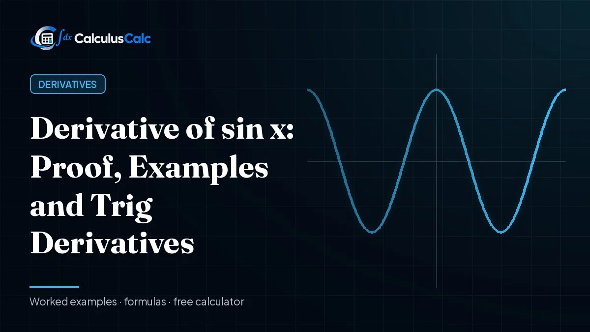 Derivative of sin x: Proof, Examples and Trig Derivatives — CalculusCalc cover image