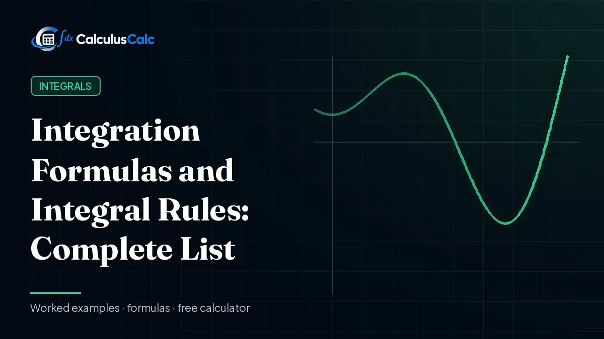 Integration Formulas and Integral Rules: Complete List — CalculusCalc cover image