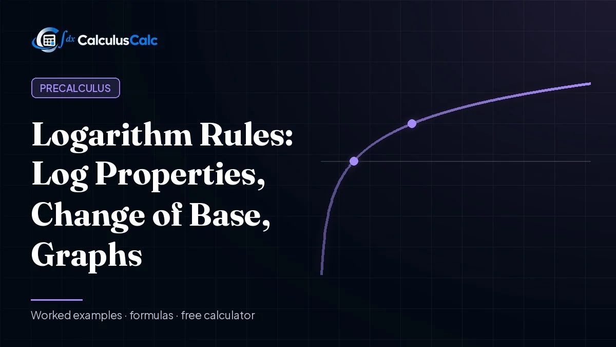 Logarithm Rules: Log Properties, Change of Base, Graphs — CalculusCalc cover image