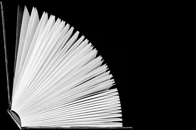 Polynomial: An open book with fanned pages against a black background.