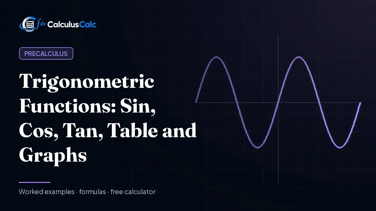 Trigonometric Functions: Sin, Cos, Tan, Table and Graphs — CalculusCalc cover image