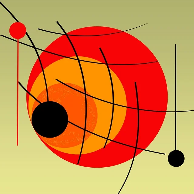 Abstract art with circles and lines, some of which appear tangent.