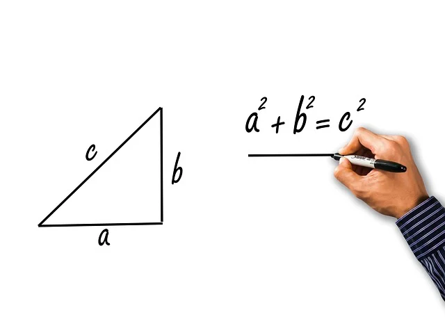 Pythagorean theorem and a right triangle with sides a, b, c